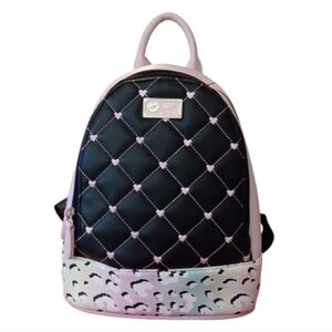 LUV BETSEY BY BETSEY JOHNSON Pink Black Jackie Diamond Quilt Backpack Bag